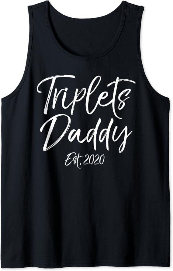 Mens Triplets Father's Day Gift for Dad Triplets Daddy Est. 2020 Tank Top Clothing